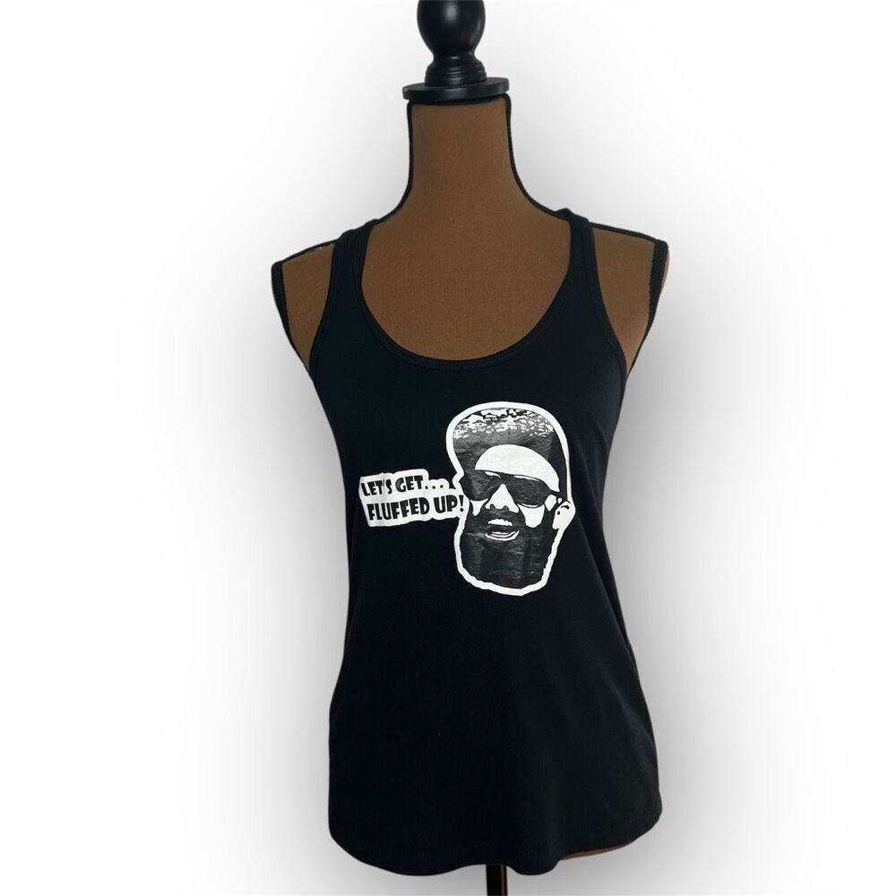 Next Level “Let’s Get fluffed Up!” Bearded Man Screenprint Racerback Tank, Small